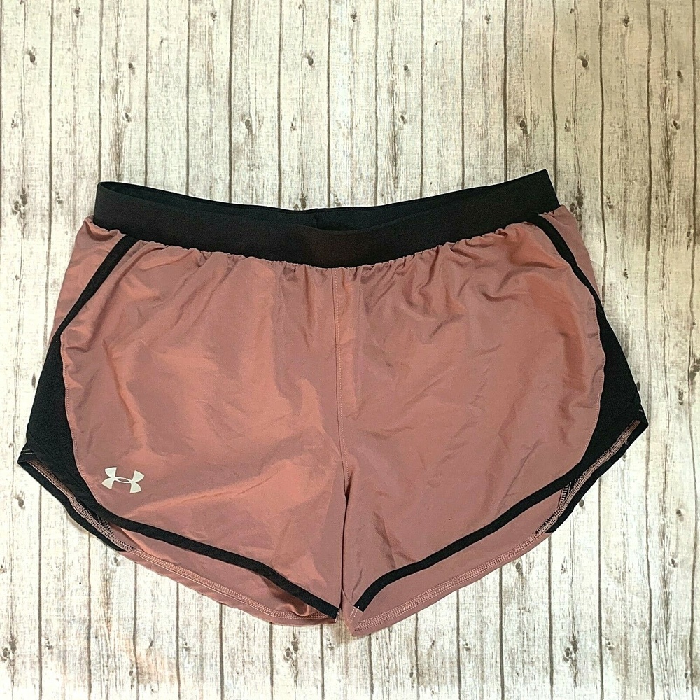 Under Armour Heat Gear Loose Running Shorts Women's Size Large L Purple Black